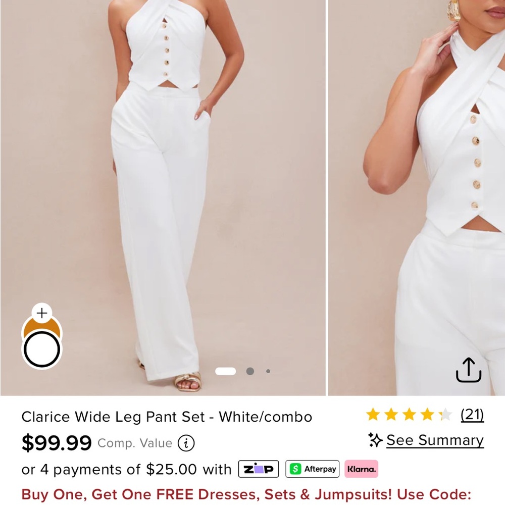 Fashion Nova White Wide Leg Pant Set